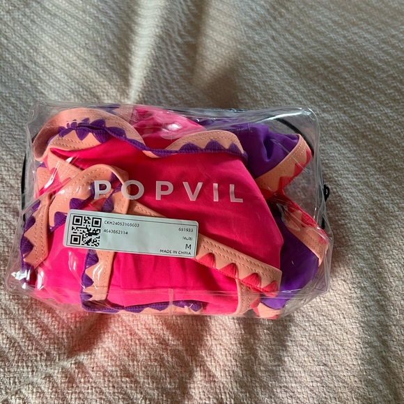 Purple/Pink Color Block Patchwork One Piece - Picture 3 of 5